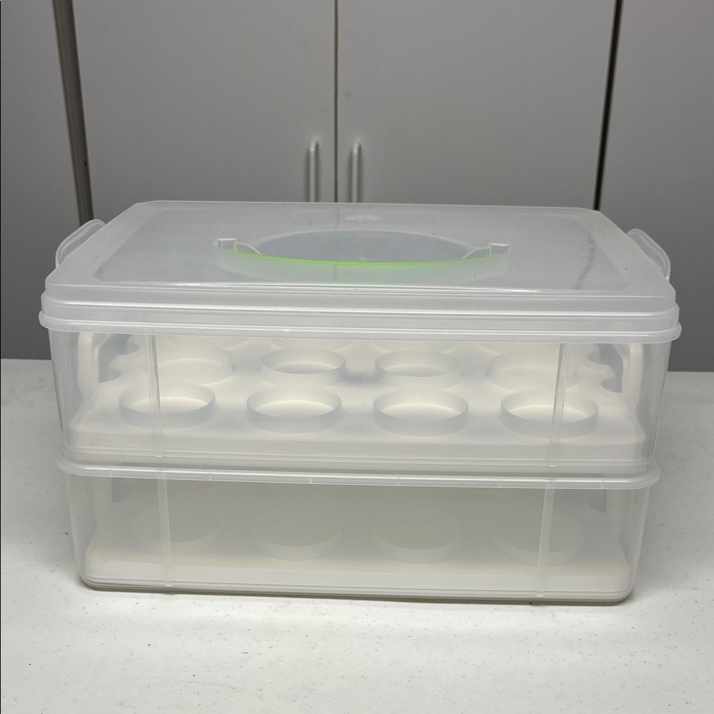 Food Network 24 Cupcake Carrier Clear Double Layer Cupcake Carrier with Handle.